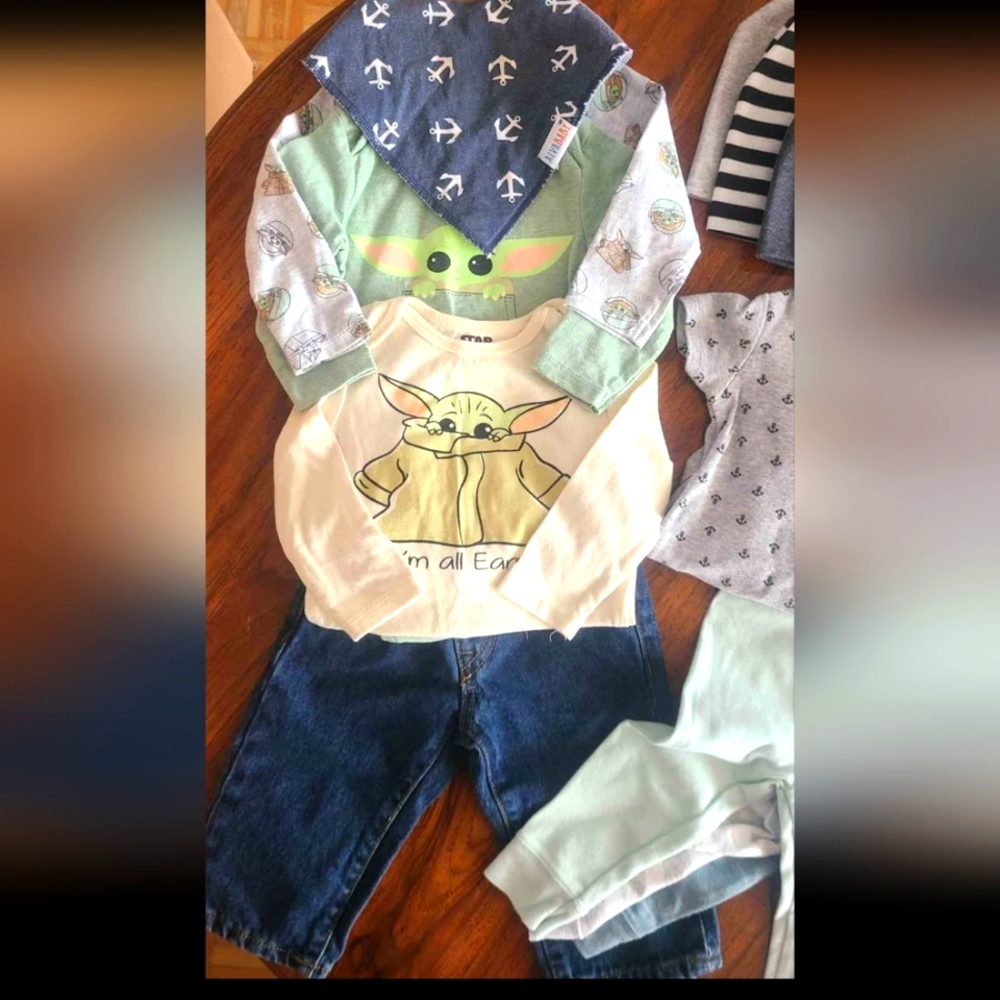 6-9m Boys Clothing Lot Starwars Yoda Disney Bandanas Toques Baby